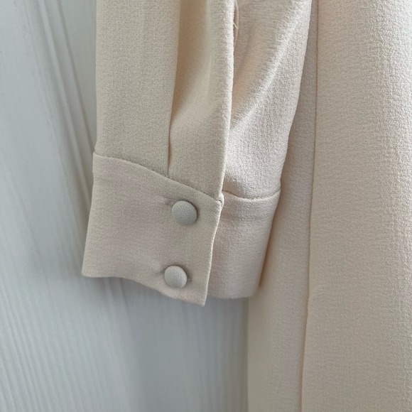 Gal Meets Glam Ines Tie Neck Long Sleeve Shift Dress Cream Sz 6 - Picture 7 of 8